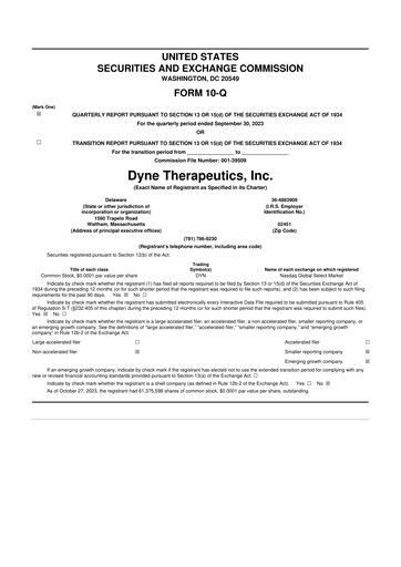 Thumbnail Dyne Therapeutics 10-Q Quarterly Report FY2023 