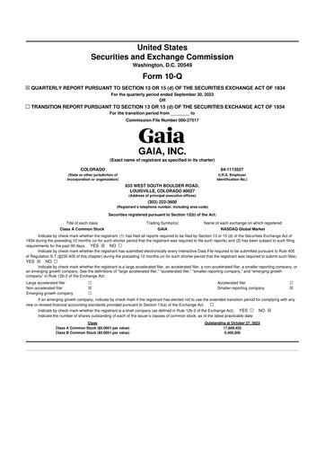 Thumbnail Gaia 10-Q Quarterly Report FY2023 