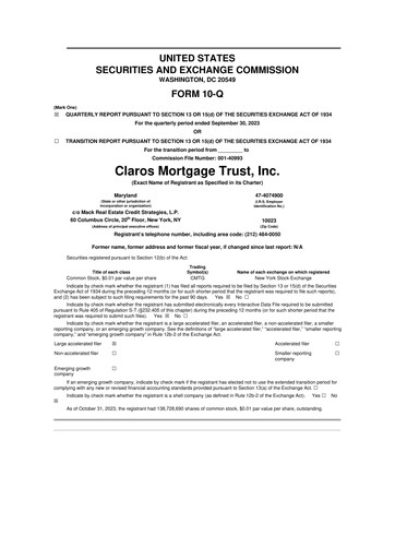 Thumbnail Claros Mortgage Trust 10-Q Quarterly Report FY2023 