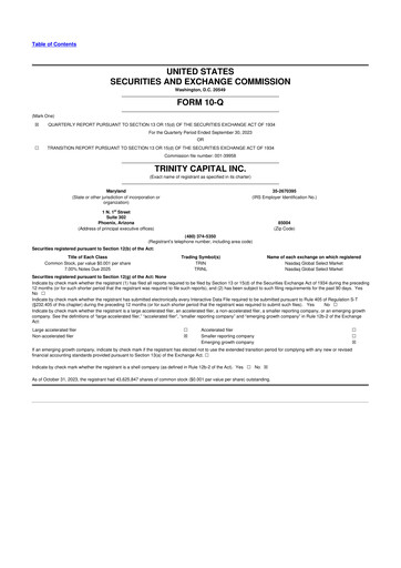 Thumbnail Trinity Capital 10-Q Quarterly Report FY2023 