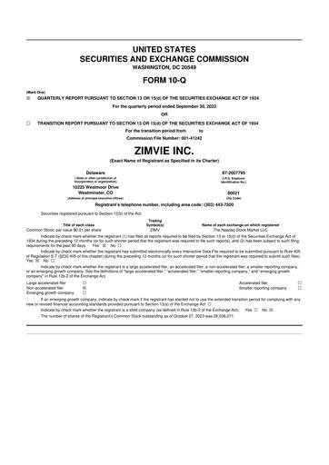 Thumbnail ZimVie 10-Q Quarterly Report FY2023 