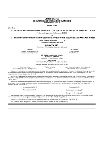 Thumbnail Innoviva 10-Q Quarterly Report FY2023 