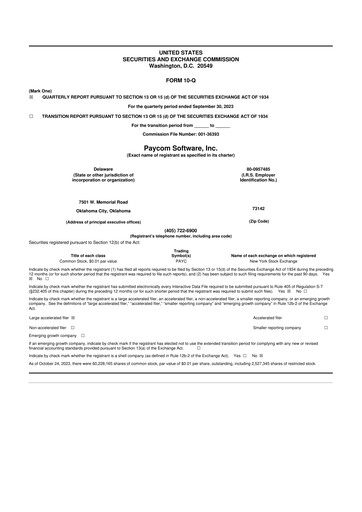 Miniature Paycom
 10-Q Rapport trimestriel 2023 