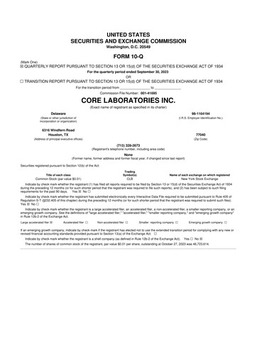 Vorschaubild Core Laboratories
 10-Q Quartalsbericht 2023 