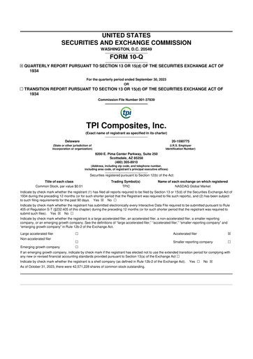Miniature TPI Composites 10-Q Rapport trimestriel 2023 