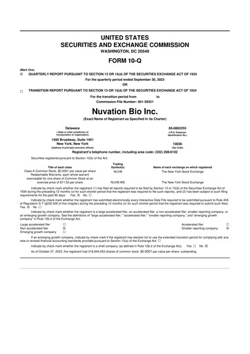 Thumbnail Nuvation Bio 10-Q Quarterly Report FY2023 