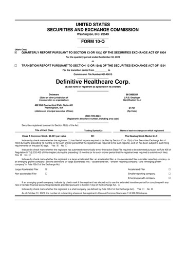 Thumbnail Definitive Healthcare 10-Q Quarterly Report FY2023 