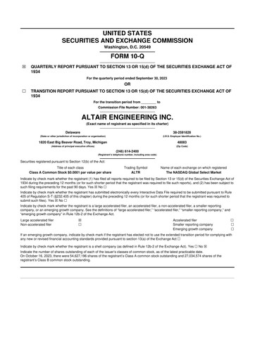 Vorschaubild Altair Engineering
 10-Q Quartalsbericht 2023 