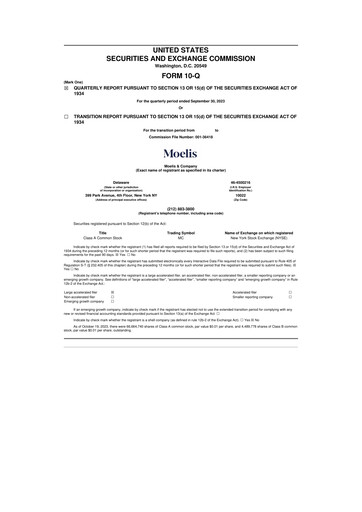 Miniature Moelis & Company 10-Q Rapport trimestriel 2023 