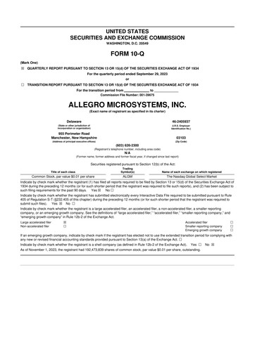 Thumbnail Allegro MicroSystems 10-Q Quarterly Report FY2024 