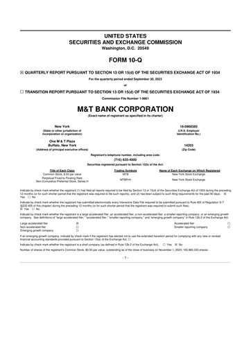 Thumbnail M&T Bank 10-Q Quarterly Report FY2023 