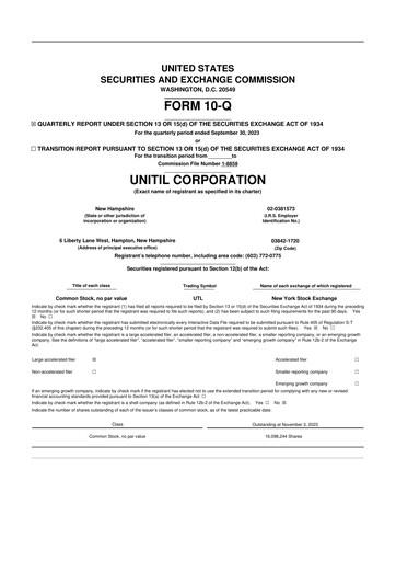 Thumbnail Unitil Corporation
 10-Q Quarterly Report FY2023 