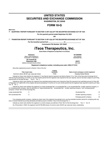 Thumbnail iTeos Therapeutics 10-Q Quarterly Report FY2023 