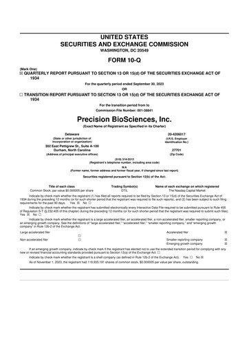 Thumbnail Precision BioSciences
 10-Q Quarterly Report FY2023 