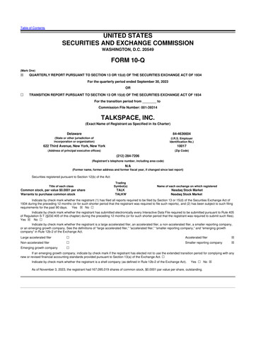 Thumbnail Talkspace 10-Q Quarterly Report FY2023 