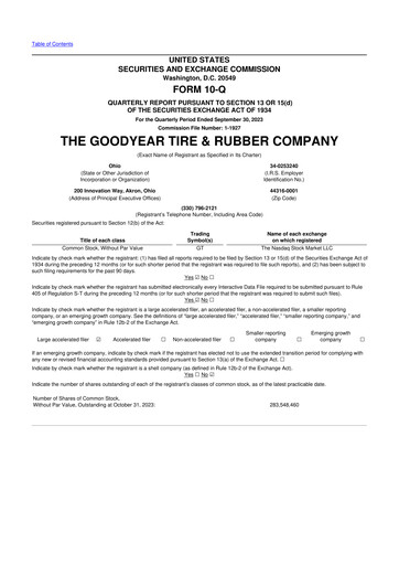 Thumbnail Goodyear 10-Q Quarterly Report FY2023 