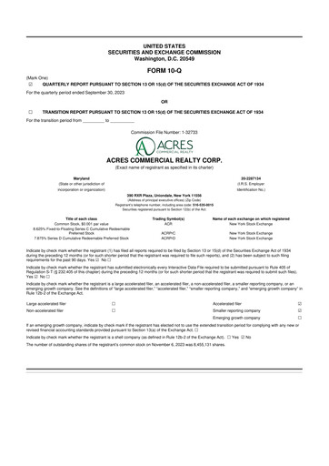 Vorschaubild ACRES Commercial Realty 10-Q Quartalsbericht 2023 