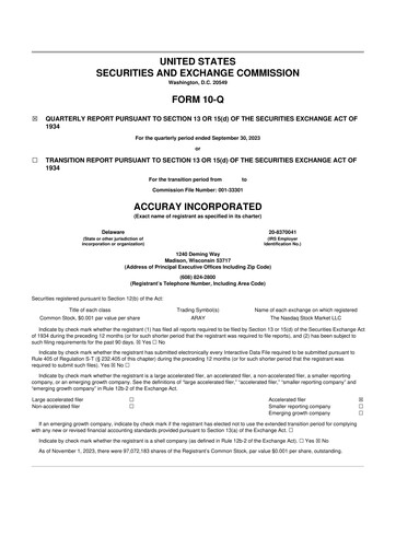 Miniature Accuray 10-Q Rapport trimestriel 2024 