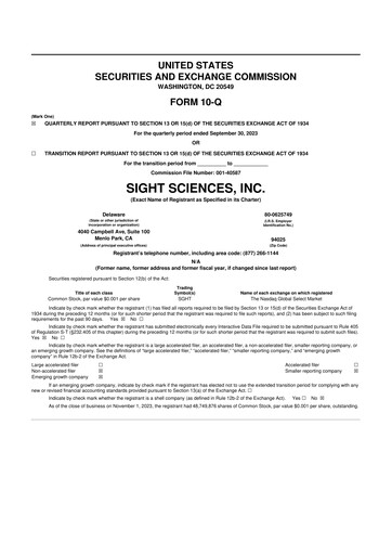 Thumbnail Sight Sciences 10-Q Quarterly Report FY2023 