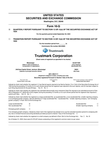 Thumbnail Trustmark 10-Q Quarterly Report FY2023 