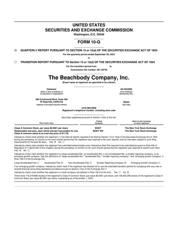 Thumbnail The Beachbody Company 10-Q Quarterly Report FY2023 