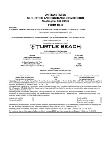 Thumbnail Turtle Beach Corp
 10-Q Quarterly Report FY2023 