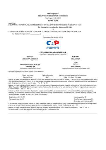 Thumbnail CrossAmerica Partners 10-Q Quarterly Report FY2023 