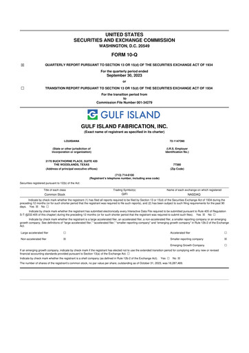 Thumbnail Gulf Island Fabrication
 10-Q Quarterly Report FY2023 