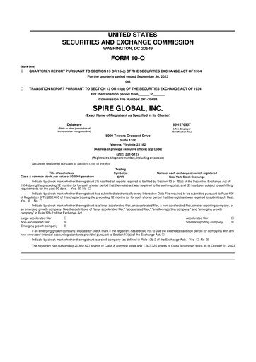Thumbnail Spire Global 10-Q Quarterly Report FY2023 