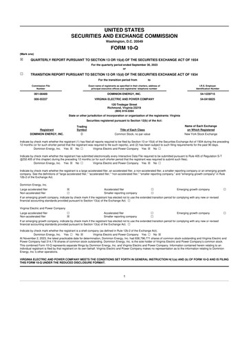 Thumbnail Dominion Energy 10-Q Quarterly Report FY 