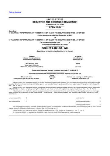 Miniature Rocket Lab 10-Q Rapport trimestriel 2023 