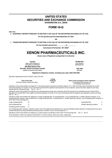 Thumbnail Xenon Pharmaceuticals 10-Q Quarterly Report FY2023 