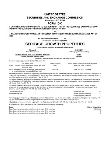 Thumbnail Seritage Growth Properties
 10-Q Quarterly Report FY2023 