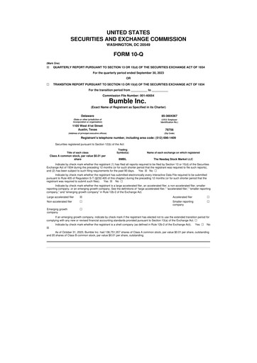 Thumbnail Bumble 10-Q Quarterly Report FY2023 