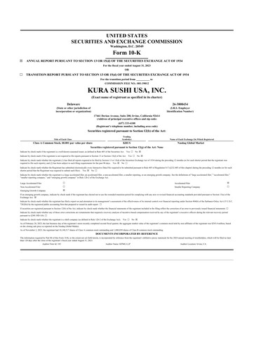 Thumbnail Kura Sushi USA 10-K Annual Report 2023