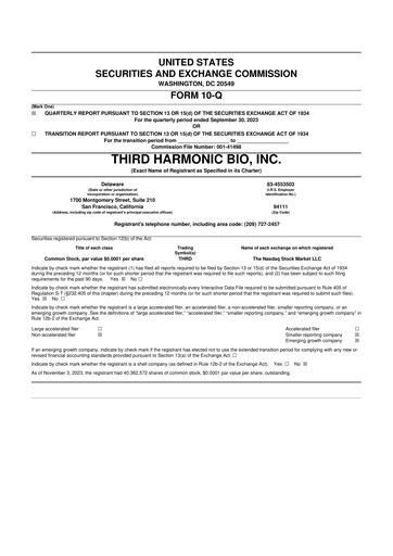 Thumbnail Third Harmonic Bio 10-Q Quarterly Report FY2023 