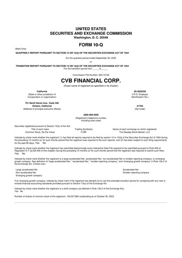 Thumbnail CVB Financial 10-Q Quarterly Report FY2023 