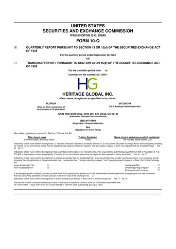 Thumbnail Heritage Global 10-Q Quarterly Report FY2023 