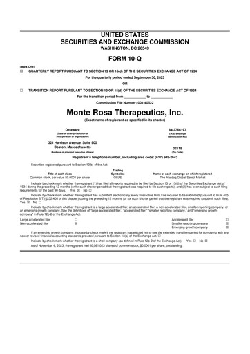 Thumbnail Monte Rosa Therapeutics 10-Q Quarterly Report FY2023 
