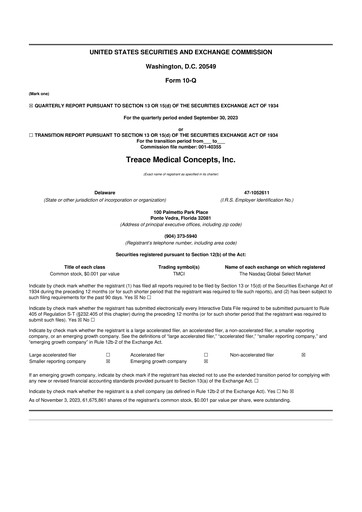 Thumbnail Treace Medical Concepts 10-Q Quarterly Report FY2023 