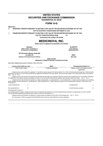 Thumbnail MediciNova 10-Q Quarterly Report FY 