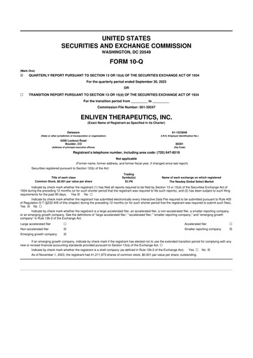 Thumbnail Enliven Therapeutics 10-Q Quarterly Report FY2023 