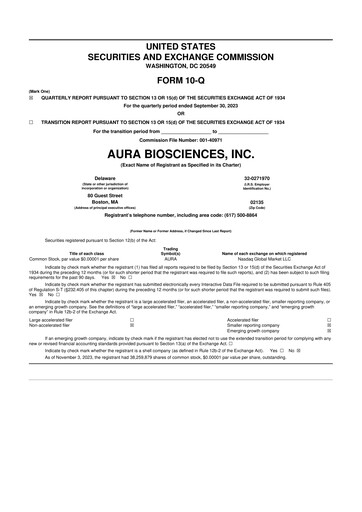 Thumbnail Aura Biosciences 10-Q Quarterly Report FY2023 