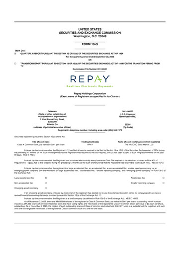 Thumbnail Repay Holdings 10-Q Quarterly Report FY 