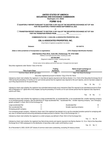 Thumbnail CBL Properties
 10-Q Quarterly Report FY2023 