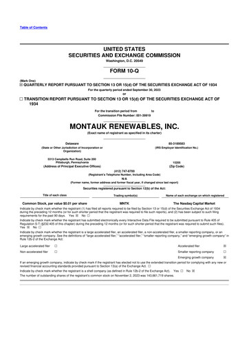 Miniature Montauk Renewables 10-Q Rapport trimestriel 2023 