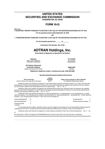 Thumbnail ADTRAN 10-Q Quarterly Report FY2023 