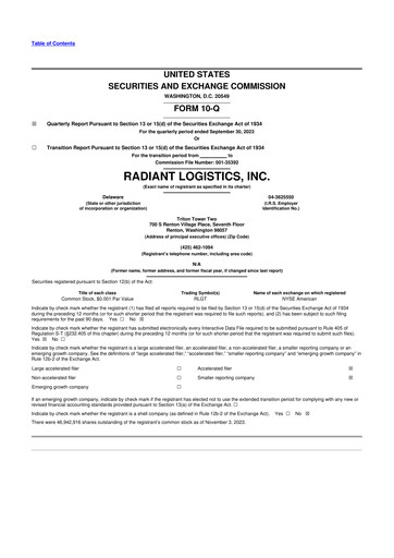 Thumbnail Radiant Logistics
 10-Q Quarterly Report FY2024 