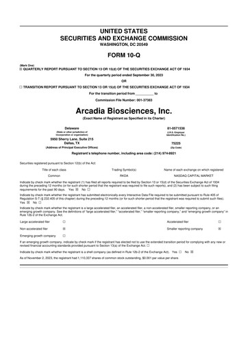 Thumbnail Arcadia Biosciences 10-Q Quarterly Report FY2023 
