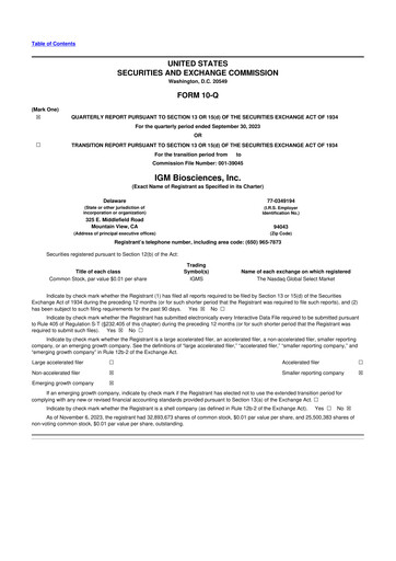 Thumbnail IGM Biosciences 10-Q Quarterly Report FY2023 